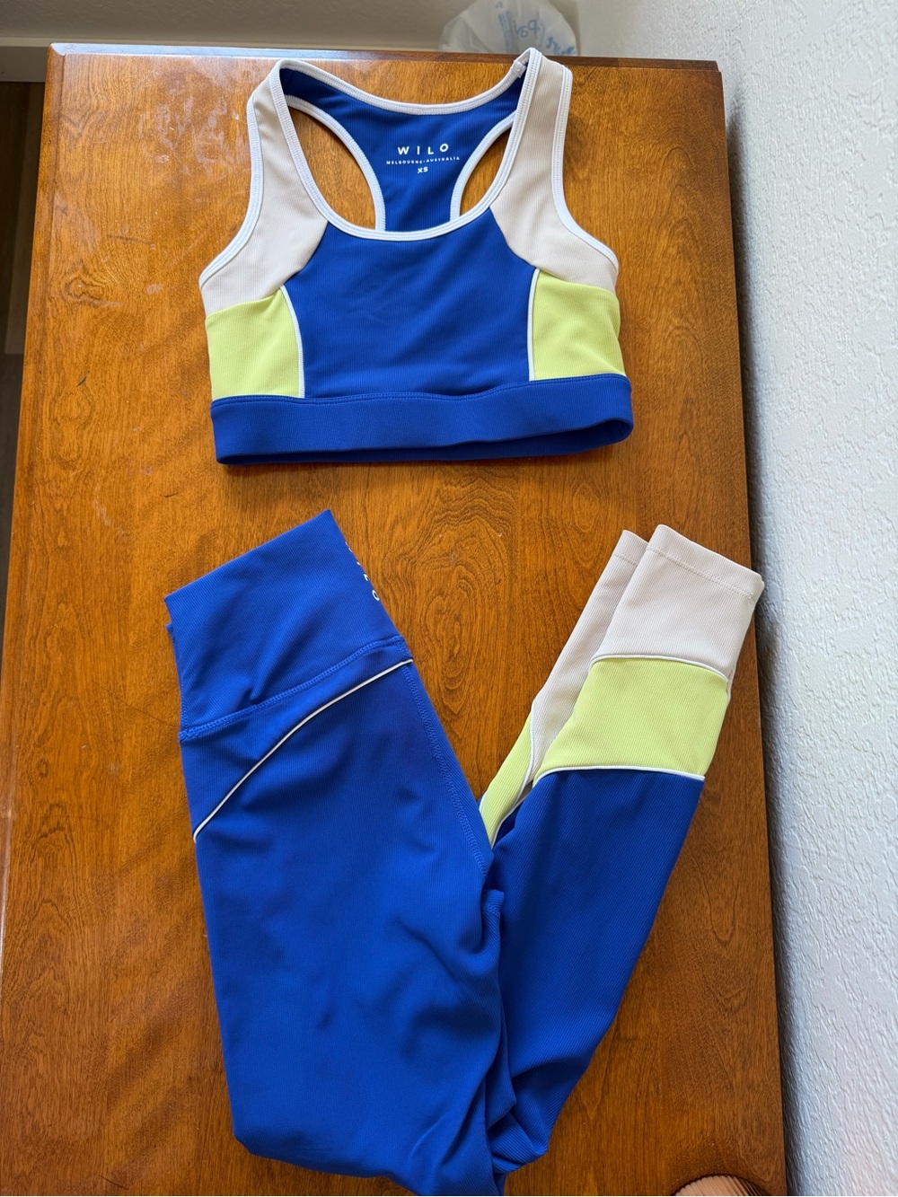 Wilo the Label Ribbed Cobalt & Lime Color-block Workout Set XS
